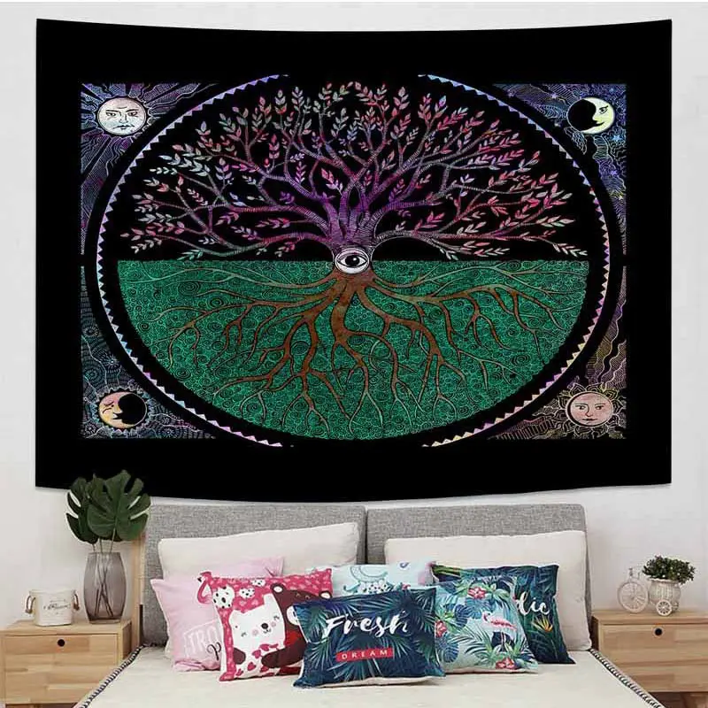 

Mandala Sun Moon Tapestry Wall Hanging Celestial Wall Cloth Tapestry Hippie Wall Carpets Dorm Decor Psychedelic Trippy Tapestry