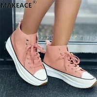 36 43 large size thick soles womens shoes small white shoes autumn new canvas high top shoes outdoor leisure sports shoes