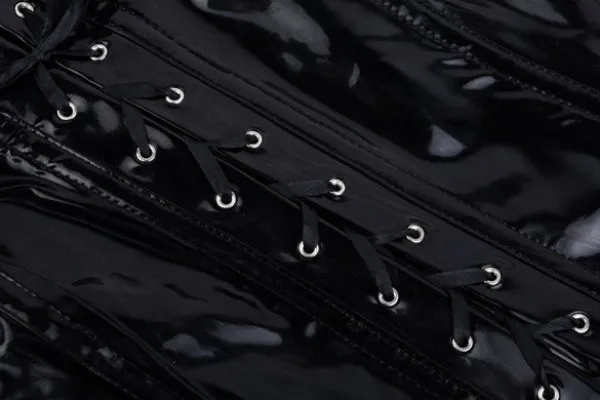 Соблазнительное красное черное виниловое готическое платье-корсет из ПВХ