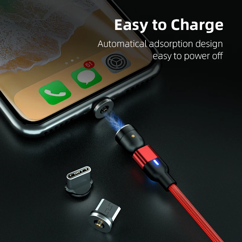 Magnetic Charge Cable Data Charging Micro USB Cable for iPhone Samsung Xiaomi Mi 11 9 8 10S Redmi K40 K30 K20 Note 10 9s 8t 7 6
