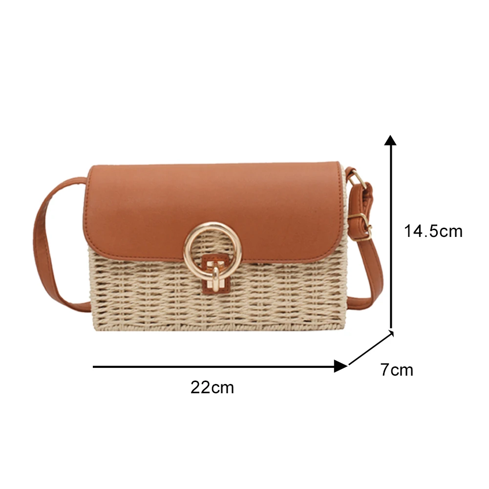 

Summer Beach Straw Bags for Women 2021 Trend Boho Purses and Handbags Retro Rattan Handmade Kintted Woven Crossbody Soulder Bag