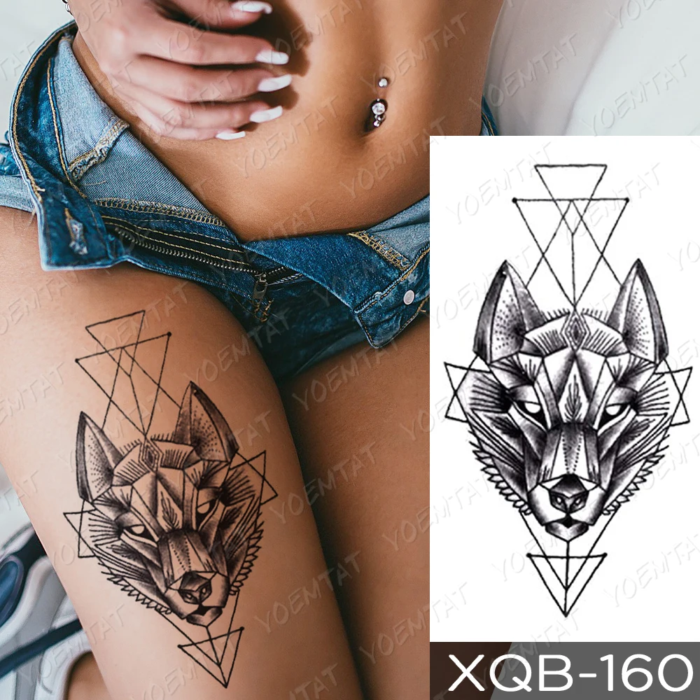 

Temporary Tattoos For Women Sleeve Men Boys Cool Stuff Glitter Transfer Dragon Tattoo Blitz Wolf Head lobo Legs Arm Sexy Art 202