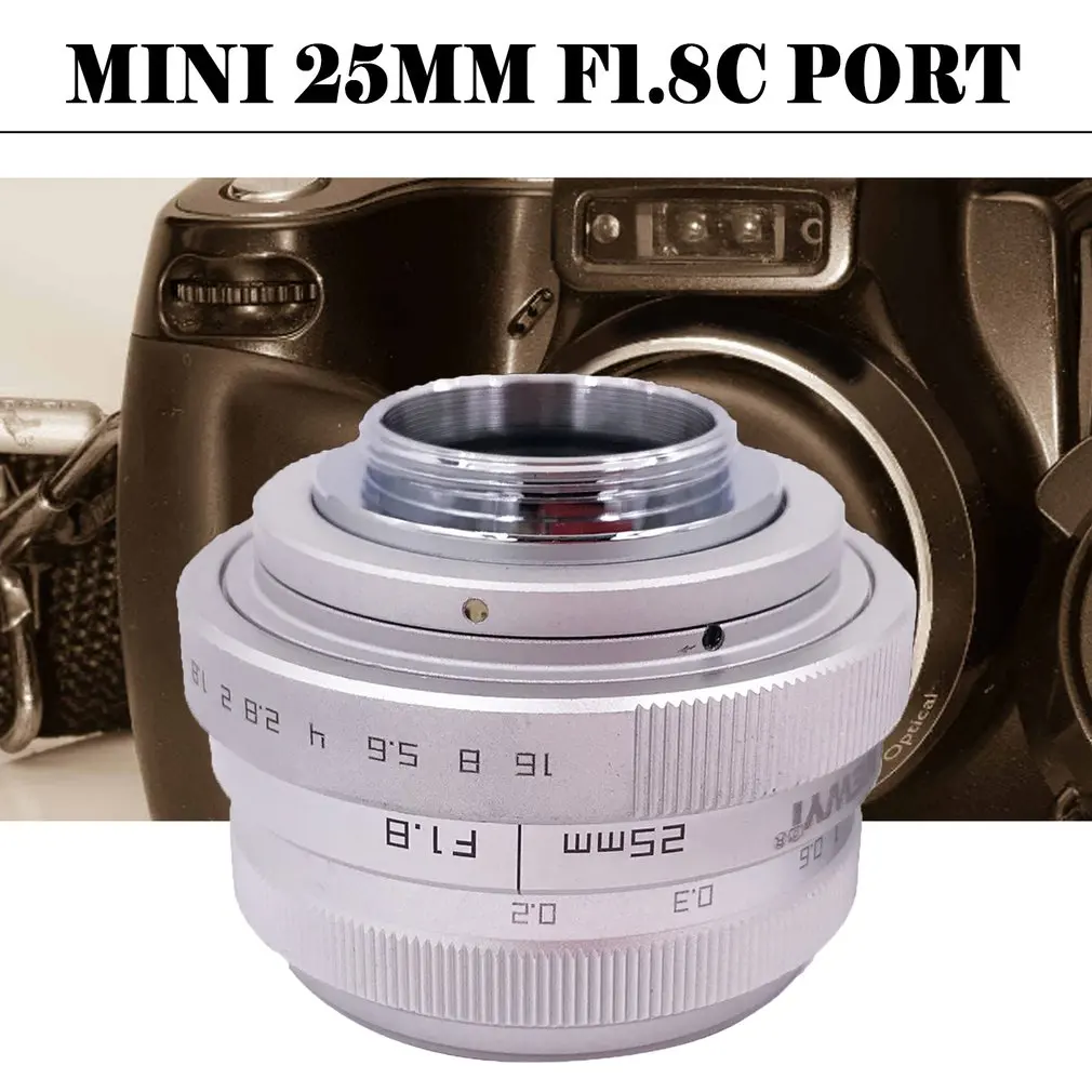 Lente para celular 25 мм F1.8 Мини CCTV C Mount широкоугольный объектив для sony Nikon Canon DSLR lentille для освещения под светильник