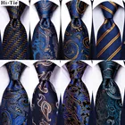 Галстук Hi-Tie темно-синий Пейсли однотонный Шелковый Свадебный галстук для мужчин носовой платок запонки мужской s набор галстуков деловая Вечеринка новый дизайн дропшиппинг