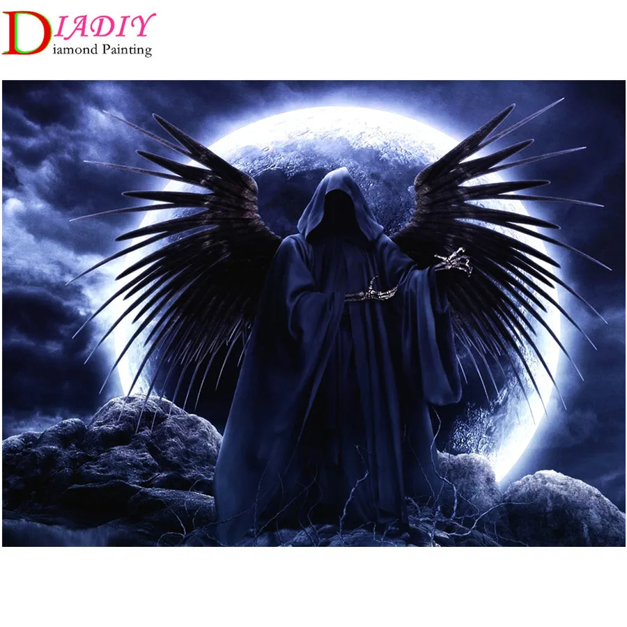 

5D DIY Full Square Diamond Painting People Dark Grim Reaper Skull Mosaic Rhinestones Cross Stitch Diamond Embroidery Home Decor