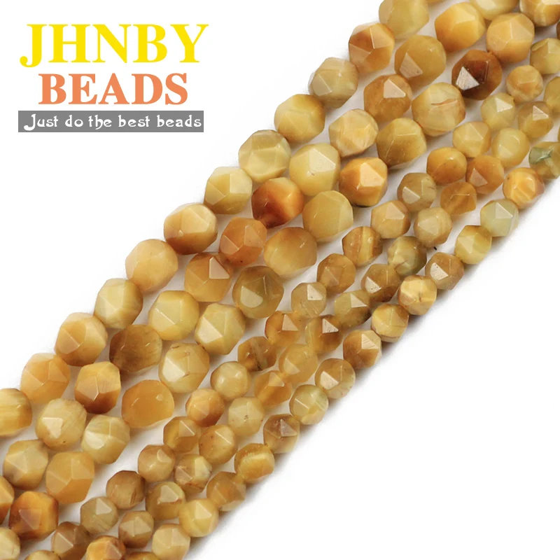 

Большой граненый Золотой Тигровый глаз JHNBY, натуральный камень 6/8 мм, разделители, свободные бусины для ювелирные изделия, изготовление брас...