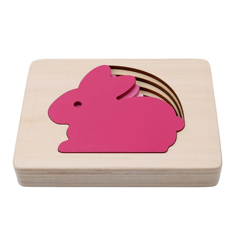 

4 Pcs Kids Wooden Toys Animal Cartoon 3D Puzzle Multilayer Jigsaw Puzzles Baby Toys Child Early Educational Aids
