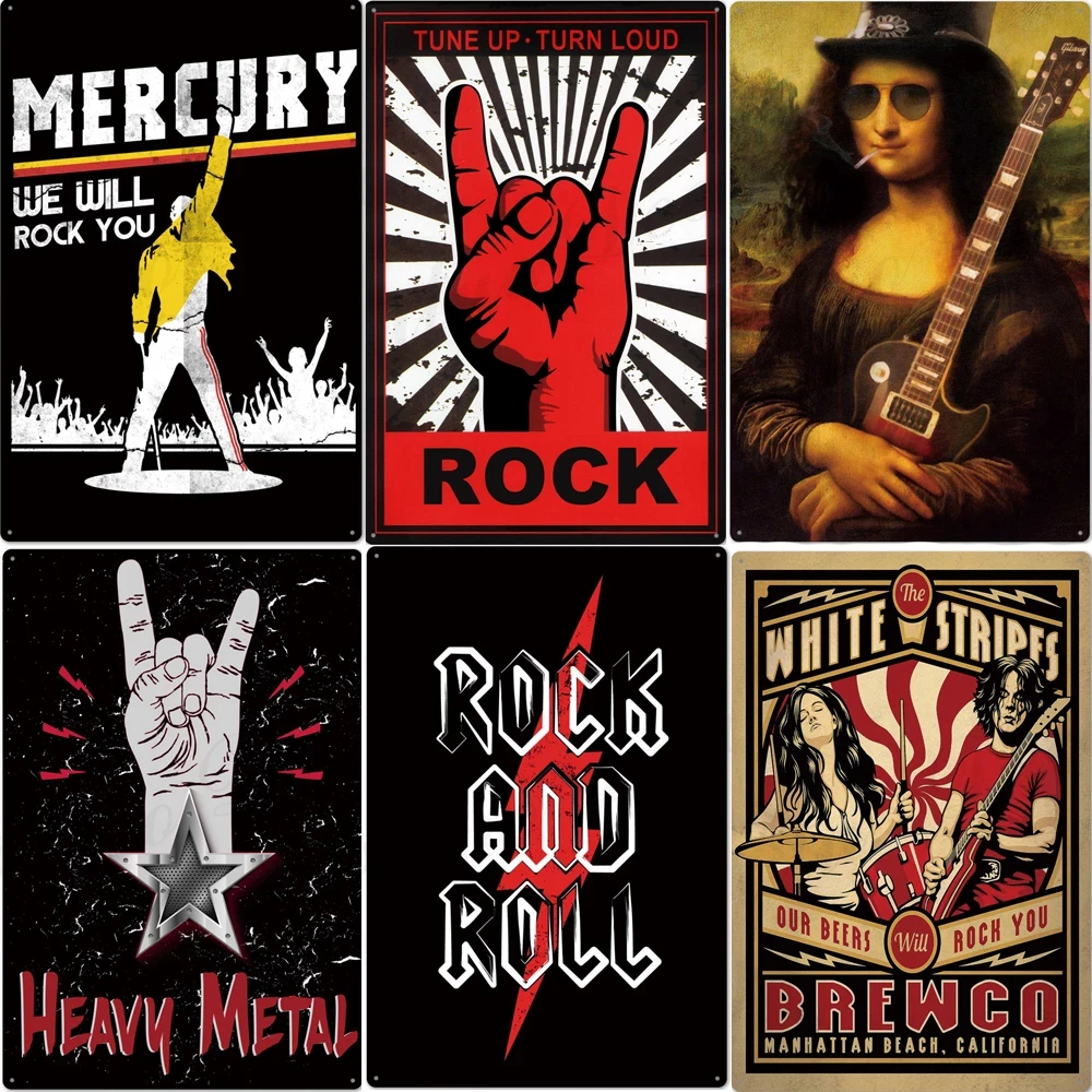 

Rock Roll Metal Sign Tin Sign Plaque Metal Vintage Rock Metal Poster Retro Wall Decor for Bar Pub Club Man Cave (20x30cm)