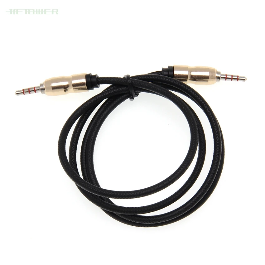 

Jack Audio Cables Jack 3.5 Mm Male To Male Cloth Audio Aux Cable for Car Headphone Speaker 4 Pole Wire Line Aux Cord 50pcs/lot
