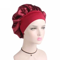 56 58cm adjust satin bonnet hair styling cap long hair care women night sleep hat silk head wrap shower cap hair styling tool