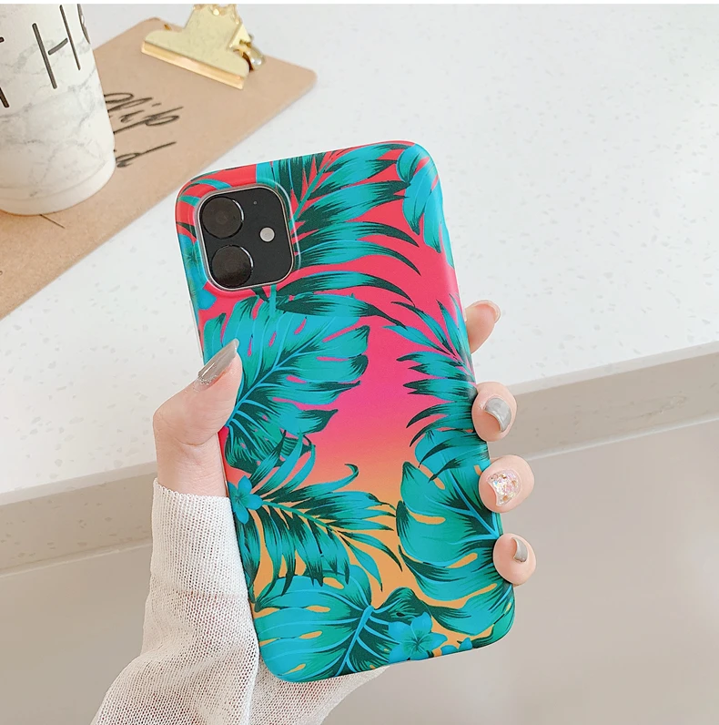 h(No Kickstand) LOVECOM Ретро цветок лист стрейч держатель чехол для телефона для iPhone 11 Pro Max XR XS Max 7 8 6 Plus чехол мягкий IMD Телефон задняя крышка - Цвет: h(No Kickstand)