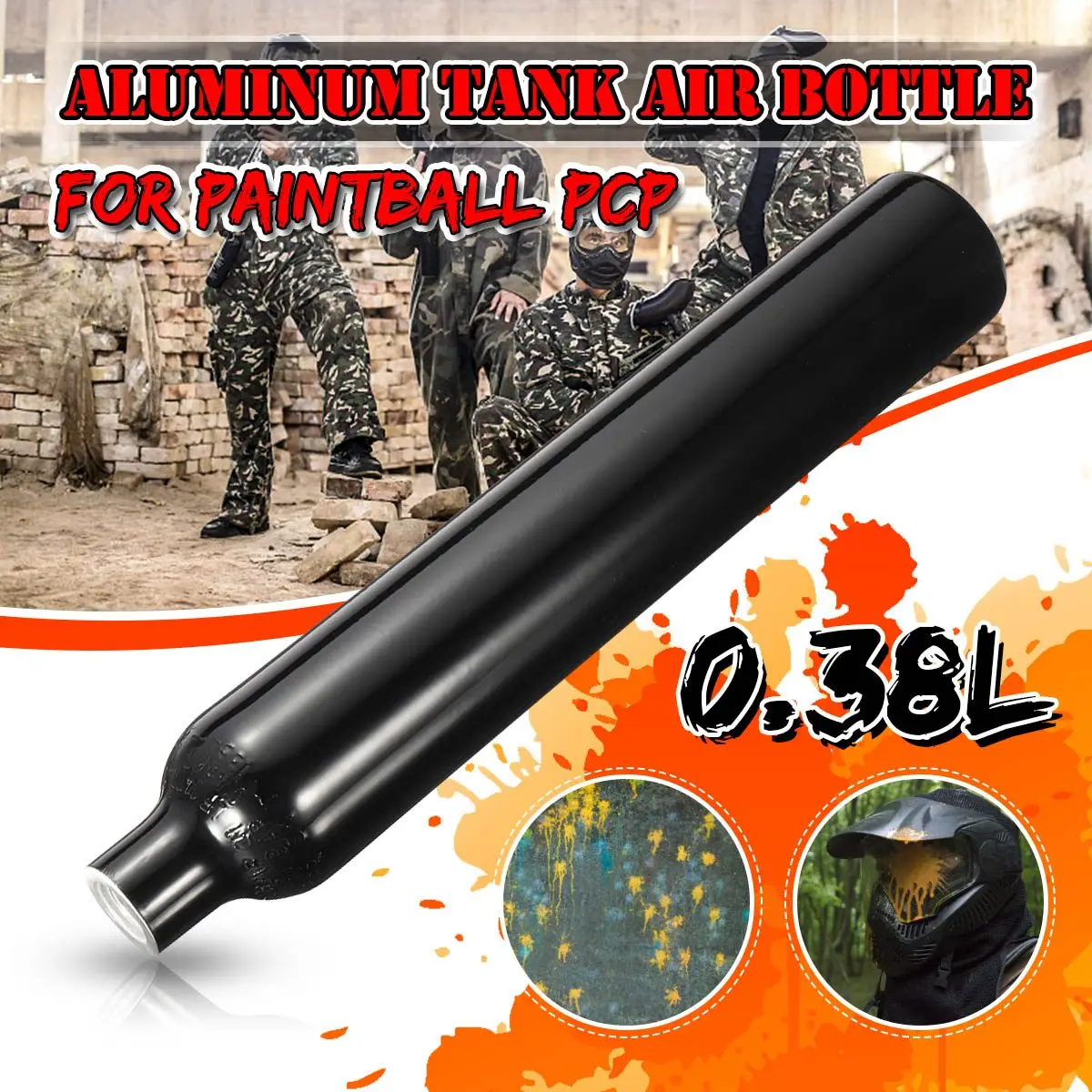Новый 3000PSI 0.38L алюминиевый бак воздушная бутылка 5/8 &quot-18 UNF для пейнтбола PCP | Спорт