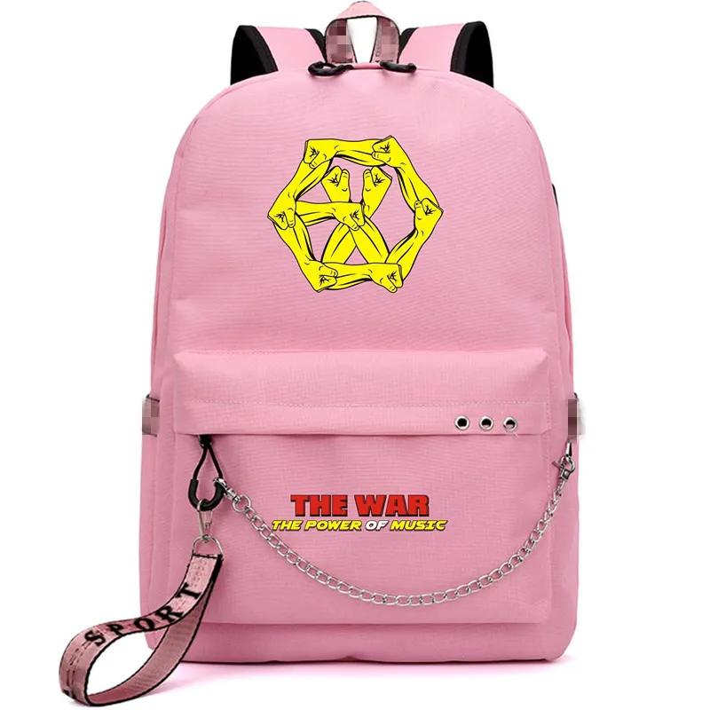 Mainlead Kpop EXO Lucky One The War холщовый школьный рюкзак для ноутбука с USB-разъемом наушников