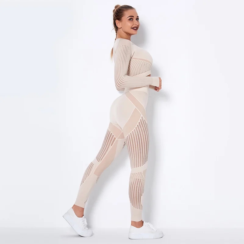 Выдалбливают Бесшовные Йога Спортивный комплект из двух предметов одежды для