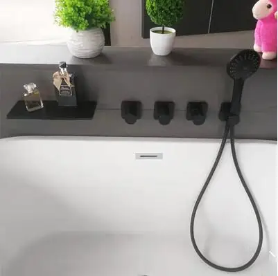 matte black Водопад смеситель для ванной настенный смеситель для холодной и горячей ванны скрытый ящик для ванной Душевой комплект - Цвет: matte black