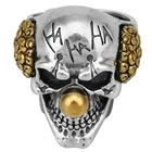 Винтажное готическое стальное кольцо с черепом, дизайнерское кольцо с изображением лица Джокера, забавные клоуны из цементированного карбида, мужское рок-байкерское ювелирное изделие, лучший подарок