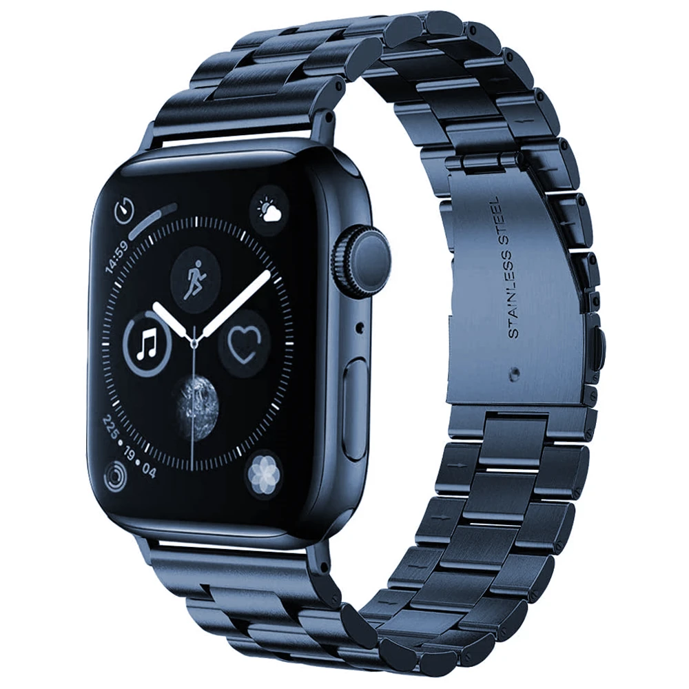 

Браслет из нержавеющей стали для Apple Watch SE Band Series 7 6 5 4 40 мм 44 мм 45 мм, деловой синий ремешок для iWatch 3 38 мм 42 мм