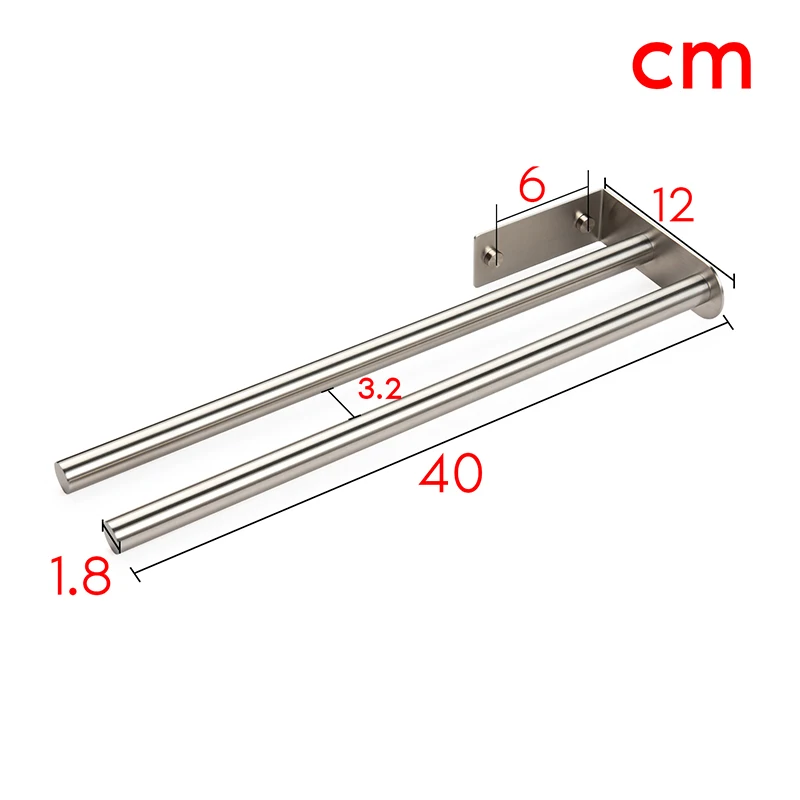 

40CM Towel Holder Double Arms Towel Rail Stainless Steel Bath Towel Rack Wall-Mounted Towel Hanger Bathroom Metal Towel Rails