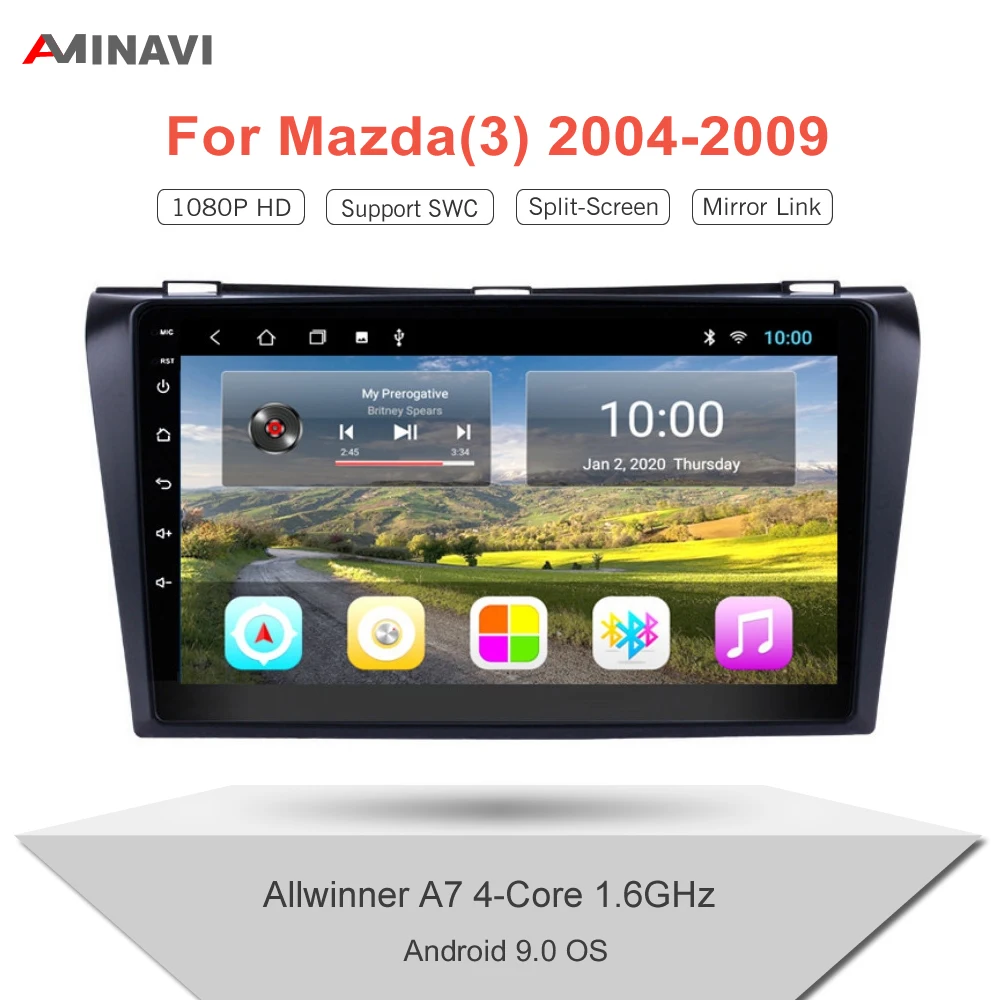 Автомагнитола для Mazda(3) 2004-2009 автомобильный мультимедийный плеер с экраном 9/10