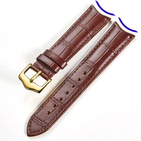 high grade watchband 18mm genuine leather straps for watch 20mm 22mm curved slub pattern watch bracelet belt 20mm metal buckle