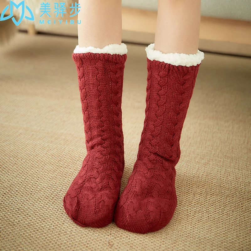 1 Pair Autumn and Winter Thickened Velvet Floor Socks Household Slipper Socks Warm Sleep Carpet Stocking for Winter