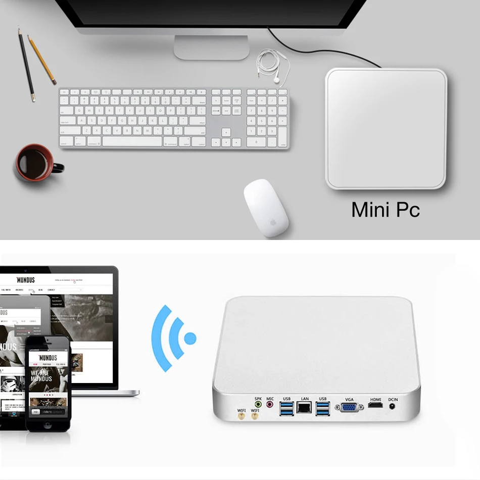 Мини ПК Visture Core i7 i5 i3 Intel CPU HD Graphics Windows 10 Linux WiFi HDMI 6 * USB настольный компьютер игровой
