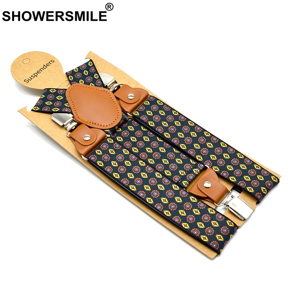 Подтяжки SHOWERSMILE мужские подтяжки с принтом подсолнухов 3 зажимы подвески