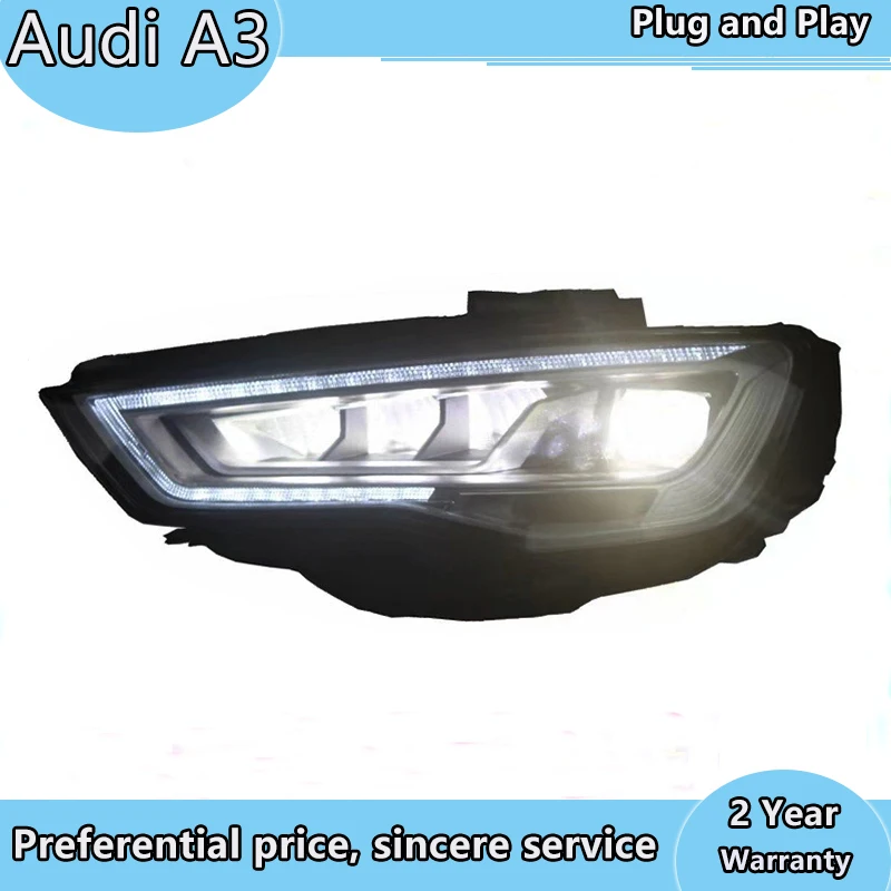 Стайлинг автомобиля передняя фара для Audi A3 фары 2014 2016 S3 светодиодный ные DRL