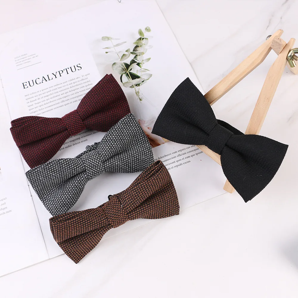 

Мужской Модный деловой тренд однотонный полосатый хлопковый галстук-бабочка для свадебной церемонии для жениха лучшего мужчины Корейская ...