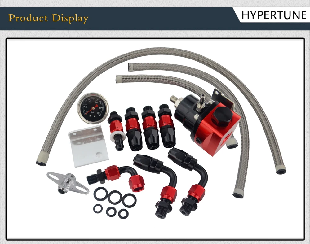 Hypertune-черный и красный Универсальный fpr AN6 фитинг EFI регулятор давления топлива для 7mgte MKIII с Шлангопровод. Фитинги. Датчик 7842