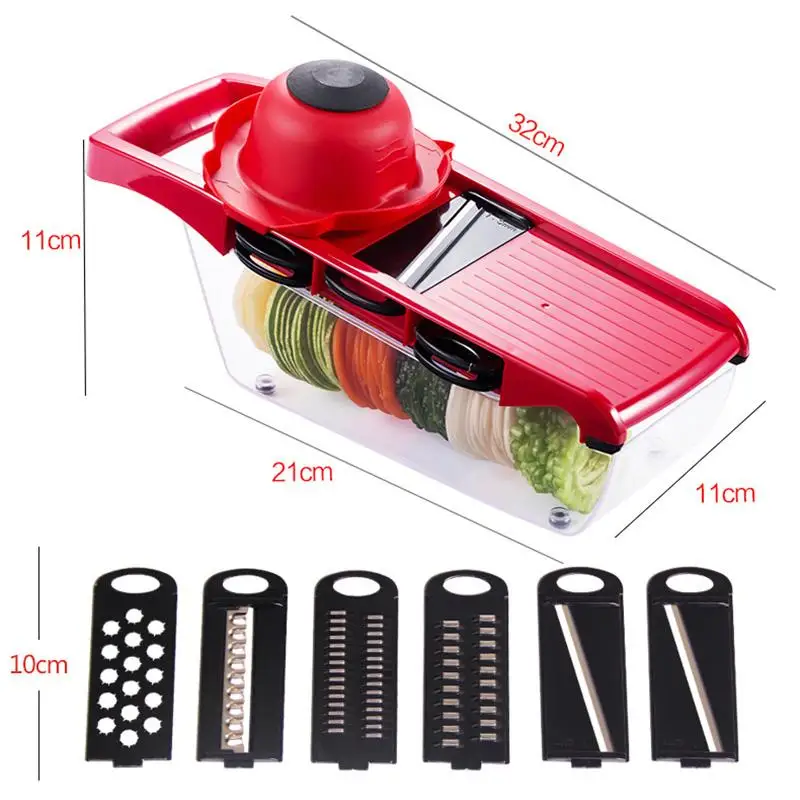 

Vegetable cutter 6 in 1 with sheet steel, mandolin slicer, peeler carrots, cheese grater, vegetable slicer, kitchen accessory