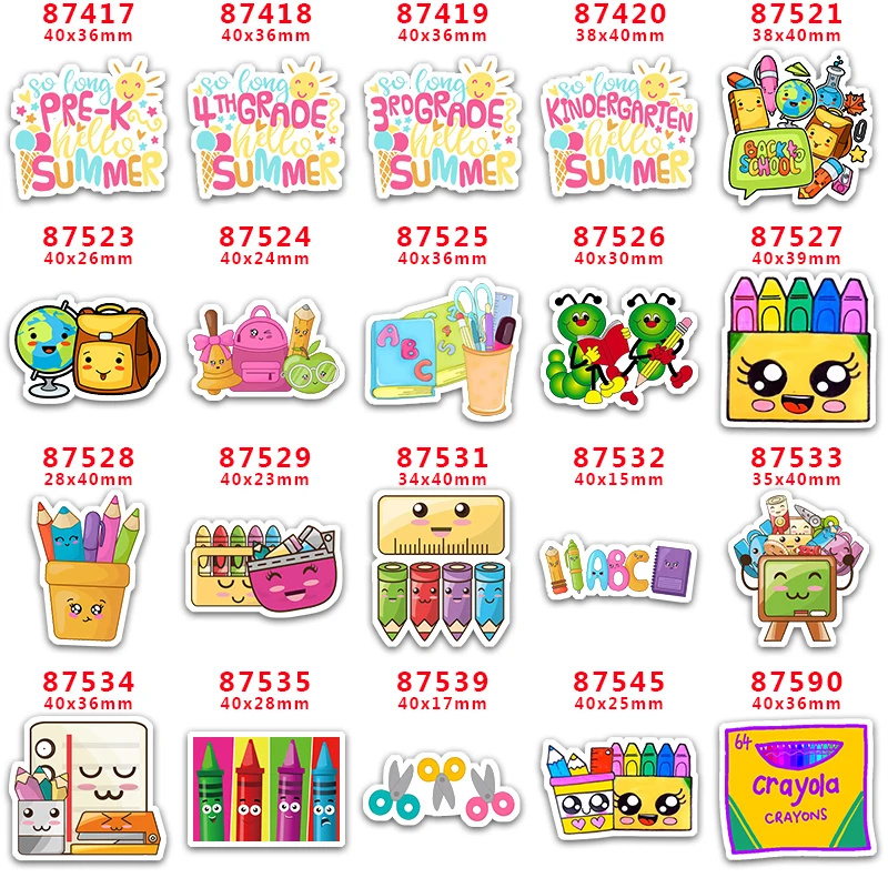 

DIY Craft Supplies Sewing Accessories Cartoon Back To School Printed Planar Resins Mold 10 Pieces. PR-87417