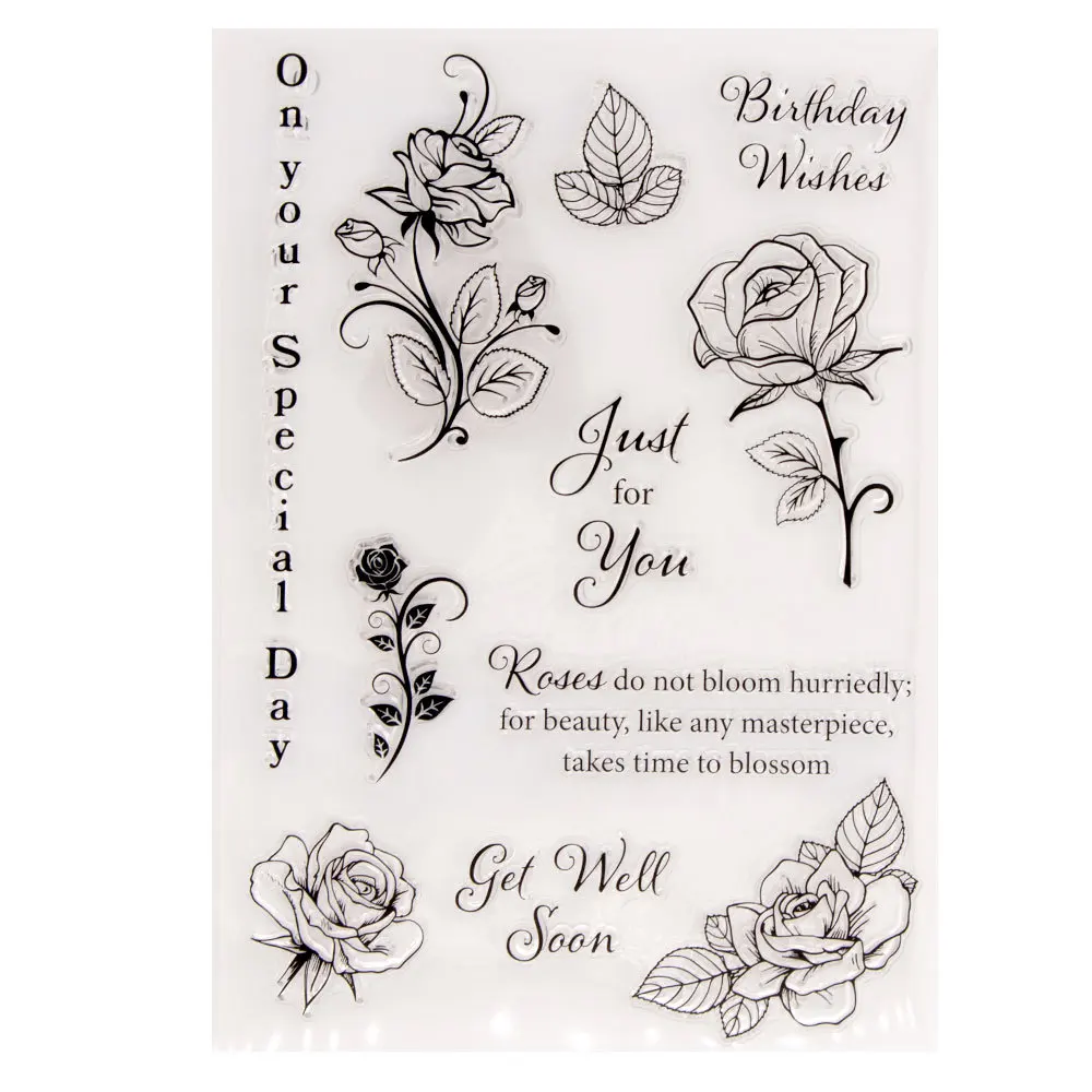 

New Flower English Happy Birthday Sweet Love Transparent Silicone Stamp Seal DIY Scrapbook Greeting Card Album Die Cutting Paper