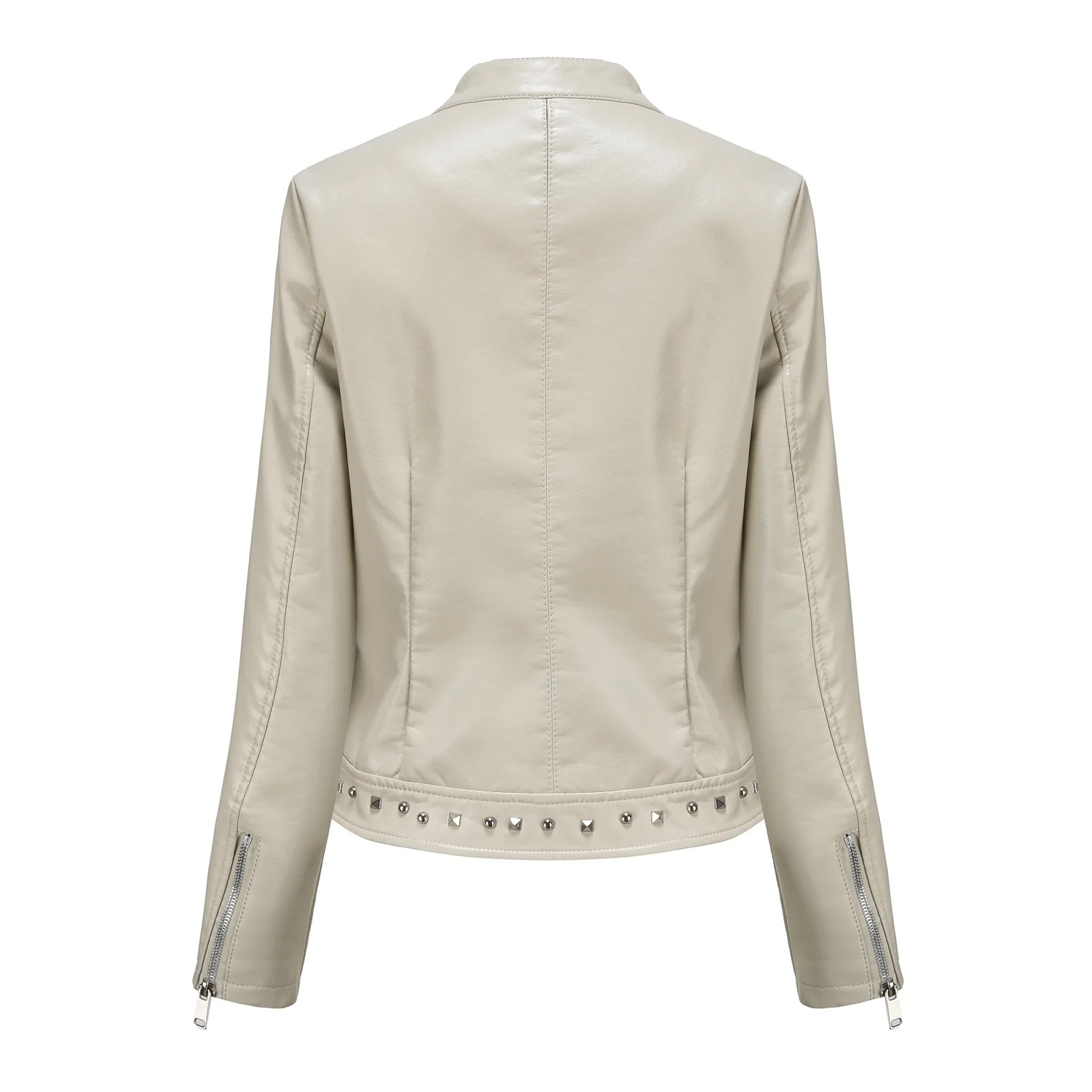 Women's Leather Jacket Motorcycle Zipper Soft Faux Leather Jackets Red Green Ladies Rivets Moto Biker Coats Outerwear Female