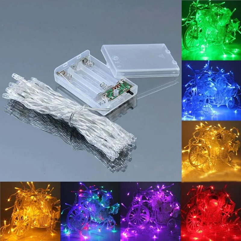 Гирлянда светодиодная из ПВХ с питанием от батарейки АА 1/3/4/5/10 м|Светодиодная