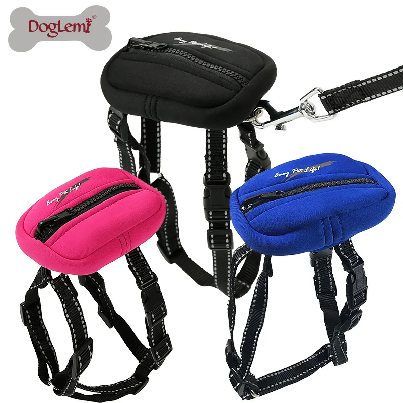 Светоотражающая нейлоновая шлейка для собак Doglemi больших в стиле H с карманом|harness