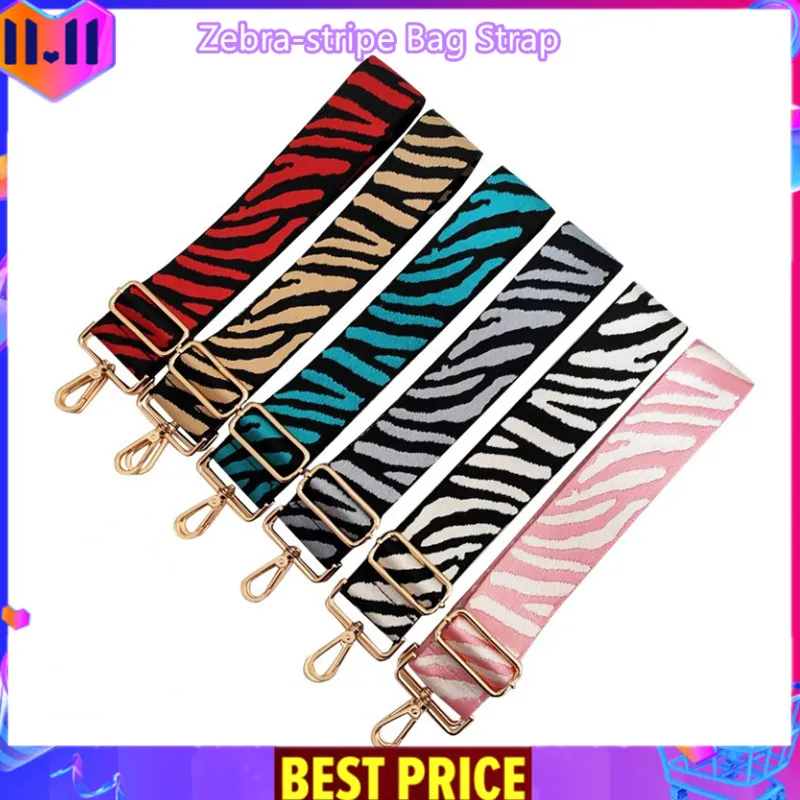 

Adjustable DIY Handbags Strap Women Nylon Zebra-Stripe Crossbody Shoulder Bag Strap Luggage Bag Handles Accessories