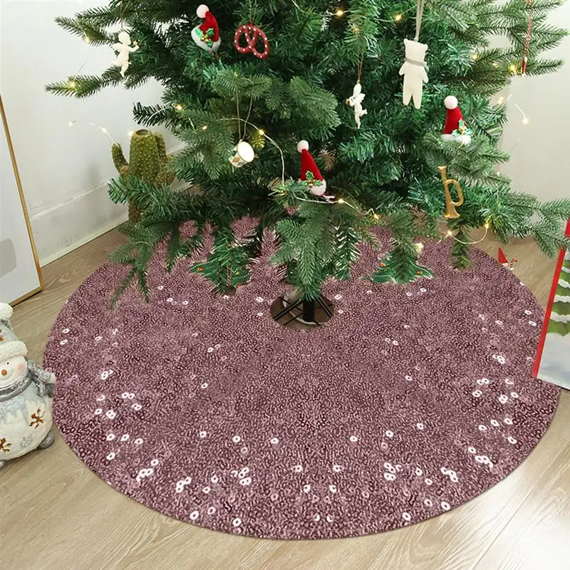 

Sequins Christmas Tree Skirt Decoration Party Round Pad Mat Ornament for Indoor Outdoor Office School