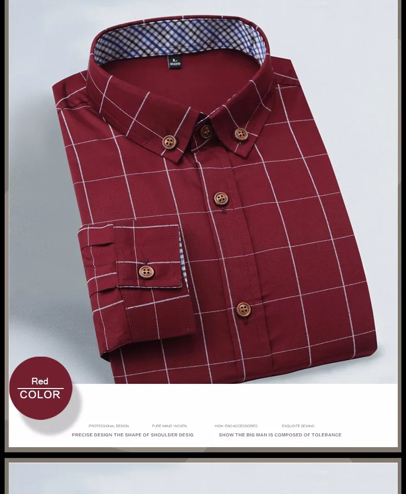 Новая коллекция модных осенних свитеров Для мужчин одежда Slim Fit Для мужчин рубашка с длинными рукавами Для мужчин клетчатая хлопковая Повседневное Для мужчин рубашка социальных размера плюс M-5XL