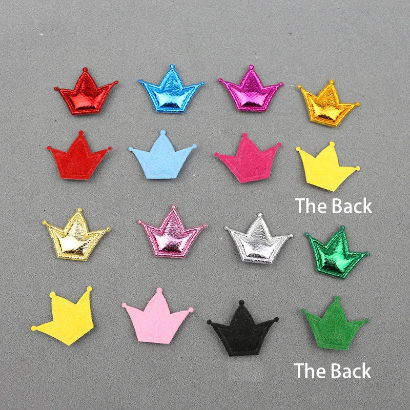 

50Pcs 1.5cm*2cm Glitter Crown Felt PU Leather Padded Patches for Crafts Clothes DIY Hair Clips Wall Sticker Cake Decorative