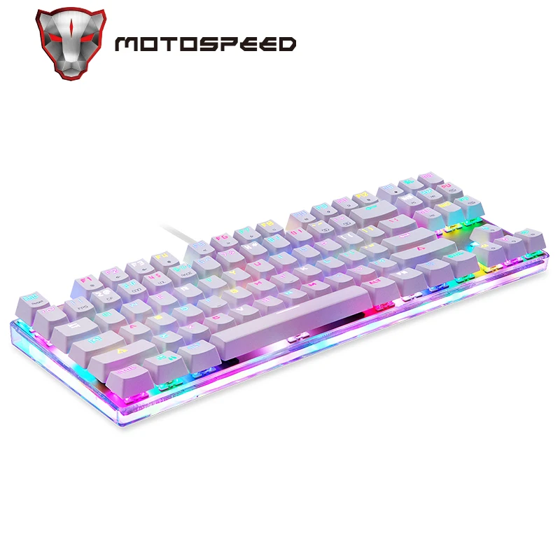Motospeed K87S ABS USB Проводная Механическая клавиатура с RGB-подсветкой и голубым переключателем и прозрачным кристальным корпусом для любителей компьютерных игр - изображение