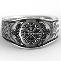 nordic myth story viking celtic compass retro carved snowflake eagle mens ring zinc alloy domineering ring gift party exclusive