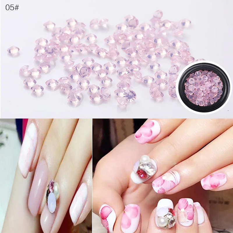 Czech Crystal Point Back Strass Shiny Glass Diamond 3D Nail Art Decor Charm Set Pointed Foiled Faceted | Красота и здоровье