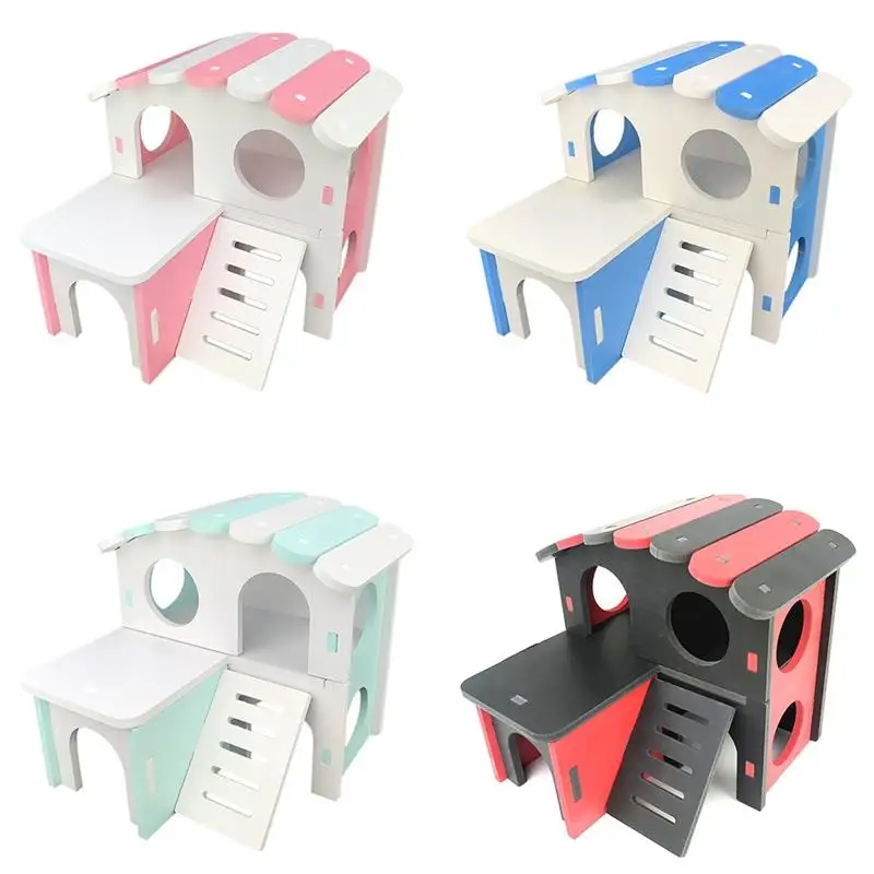 

Kapmore 1pc Hamster House Plastic DIY Double Layer Small Animal Hideout Hamster Play Hut Pet Supplies Pet Accessories