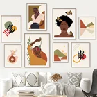 Абстрактный Узор черная девочка горный озеро настенная живопись холст скандинавские постеры и принты настенные картины для декора гостиной