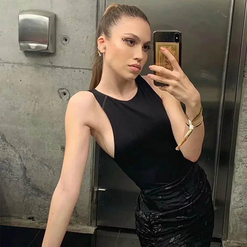 

Sexy Jumpsuits Women Sleeveless Solid Color Bodysuits Off Shoulder Body Top Tights Streetwear Summer Ladies Clothing 2021 New