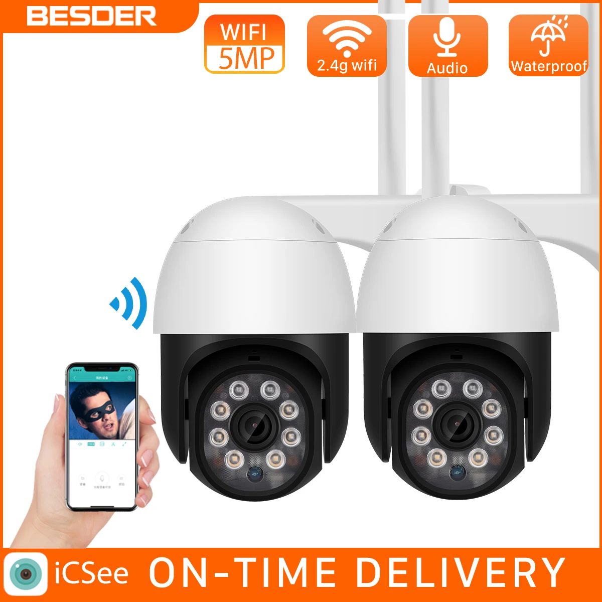 BESDER 5MP PTZ Открытый Wi Fi IP камера 1080P Скоростная купольная AI безопасности