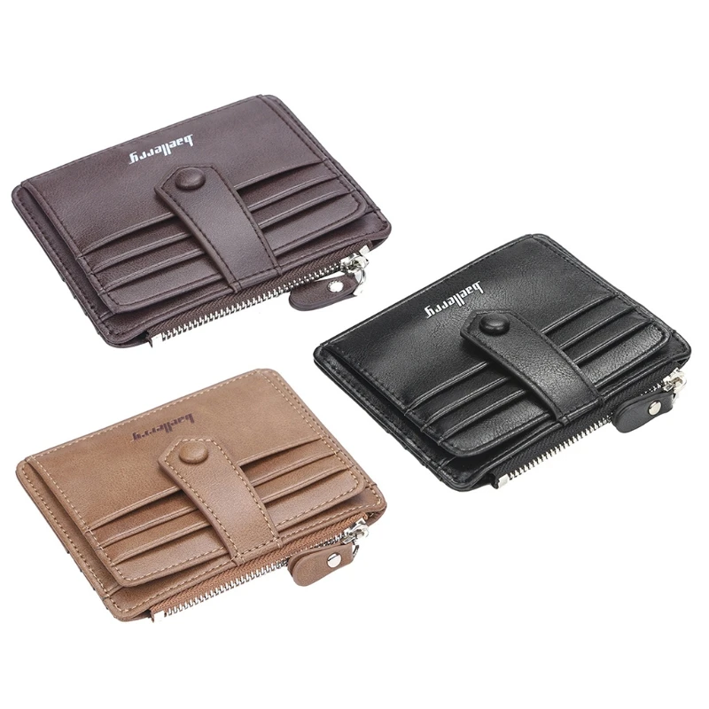 

Fashion Men Slim PU Leather Wallet Zipper Coin Purse Credit Card Holder Business Change Pocket Case