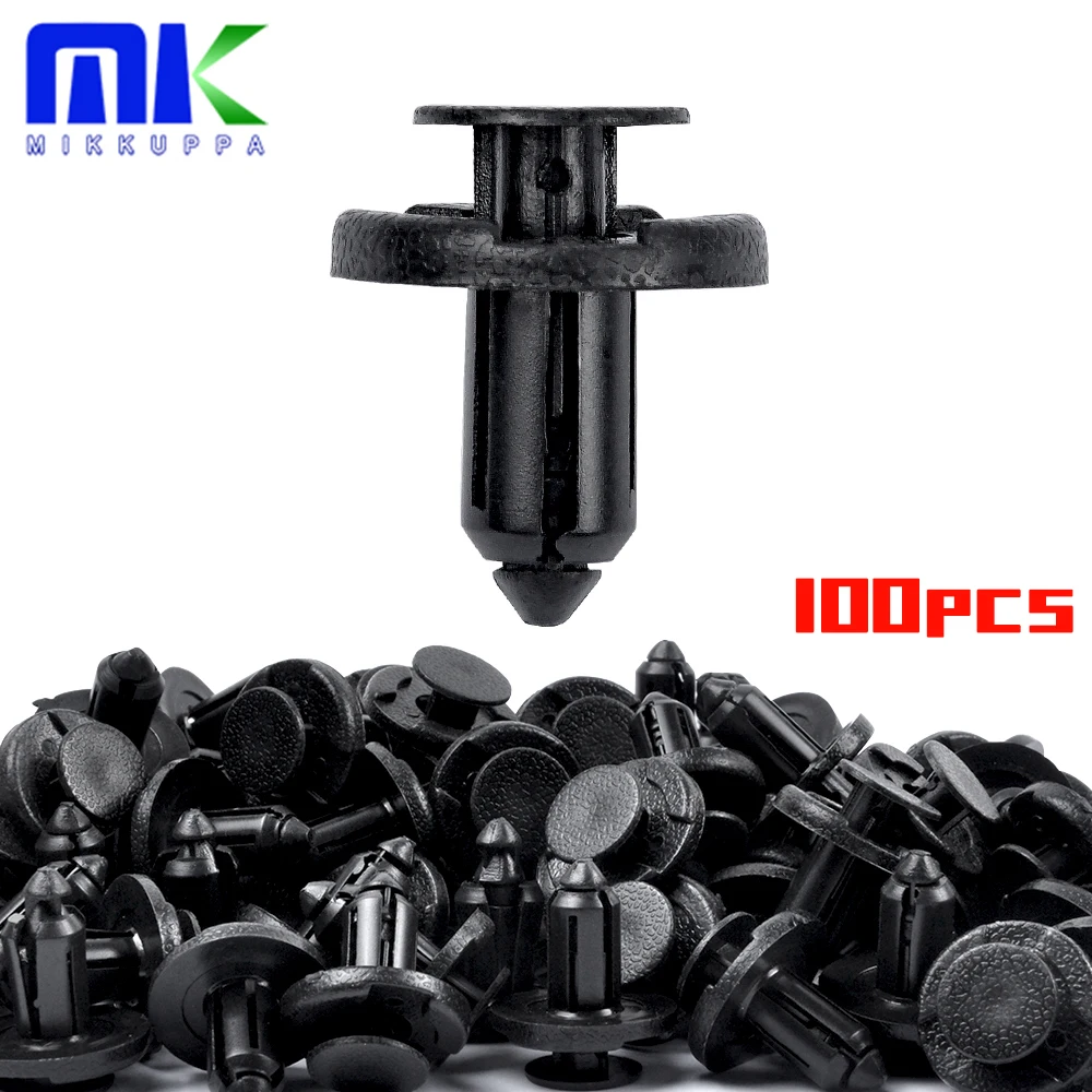 

MIKKUPPA 100PCS Bumper Clips 8mm Push Fender Flare Fastener for Infiniti and Nissan Plastic Rivet Retainer Clips