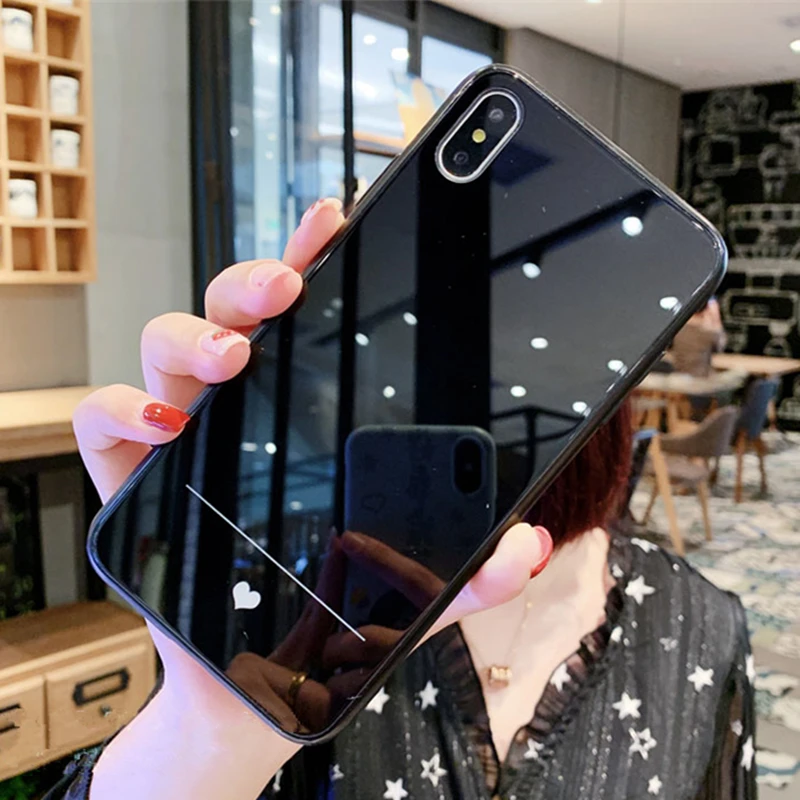Чехол из закаленного стекла для IPhone 12 11 Pro Max Se 2020 Простой Тонкий чехол с сердцем 6 6S